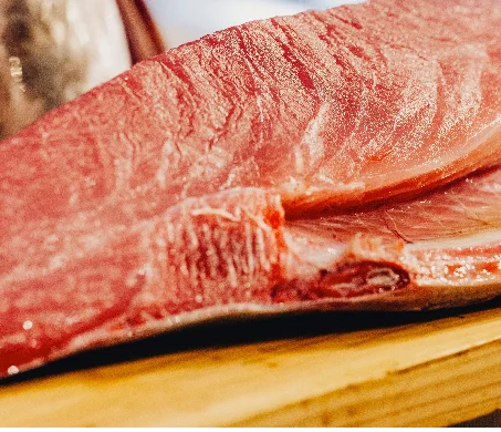 Fresh wild tuna with beautiful marbling